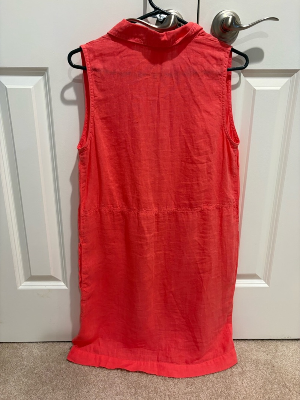 Sleeveless Coral Shift Dress 100% Linen Beach Coastal Summer - Picture 4 of 4